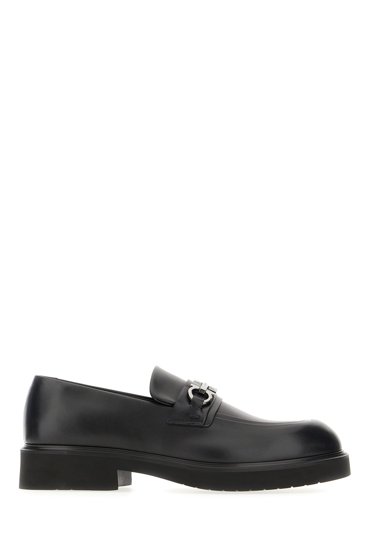 Ferragamo Black Leather Loafers In Nero