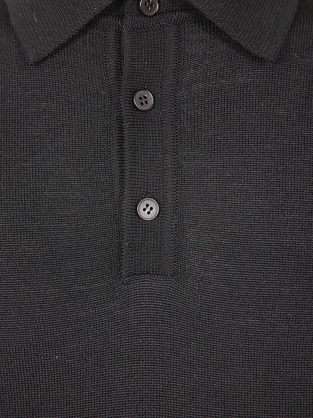 Shop Nuur Long Sleeve Polo In Black