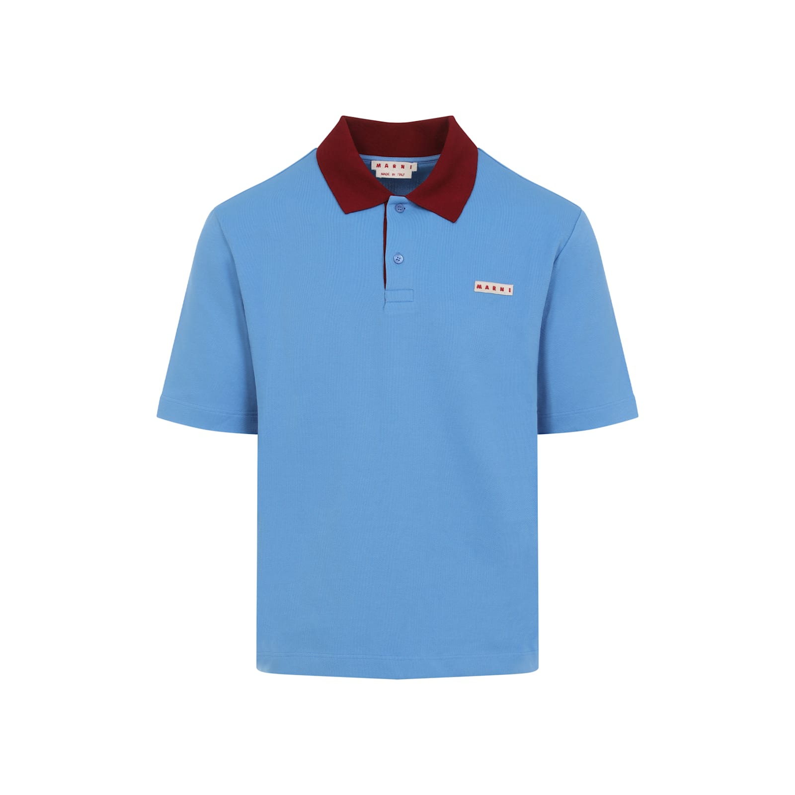 Marni Polo In Piquet Blu Con Colletto A Contrasto In Blue