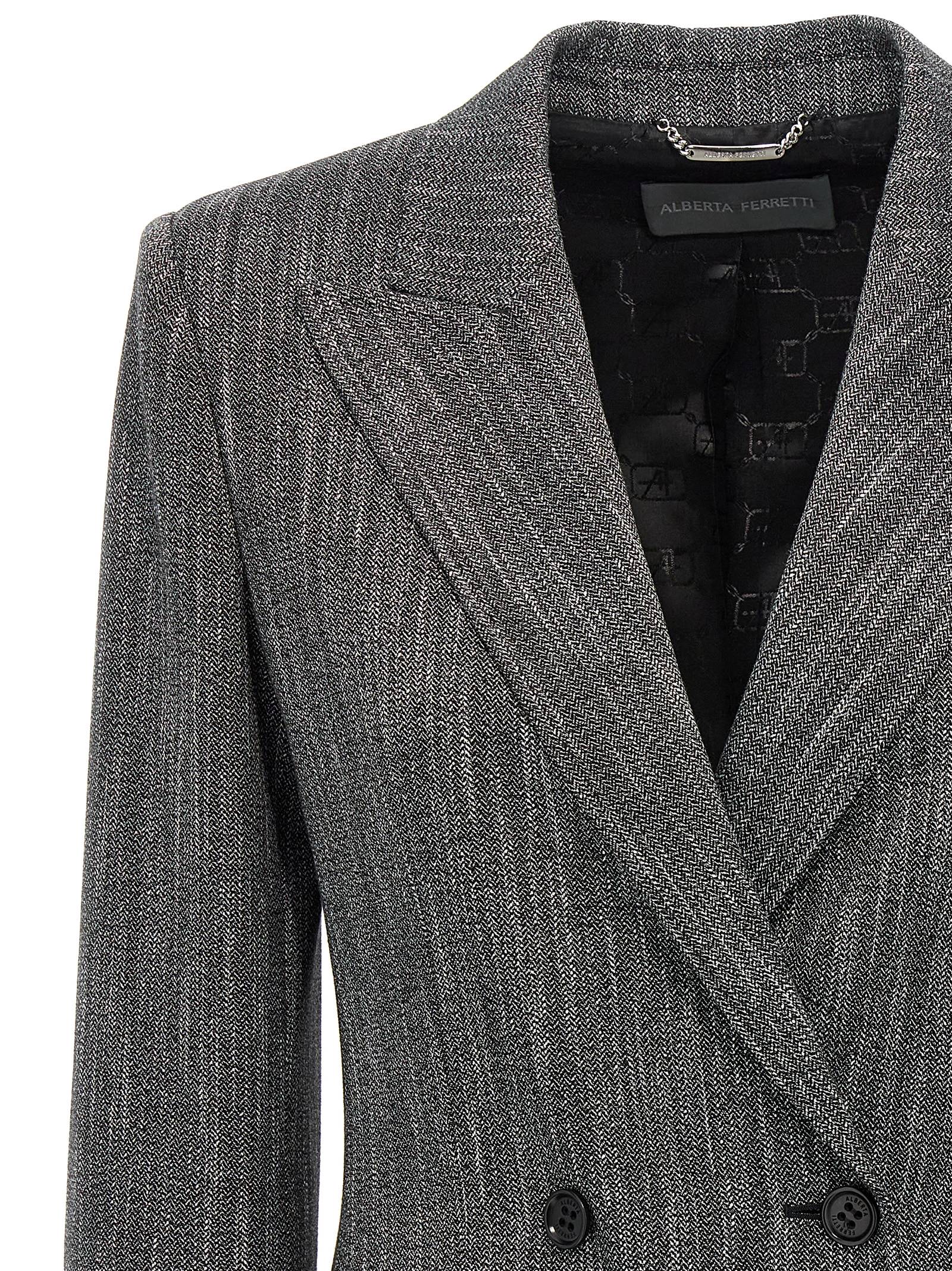 Shop Alberta Ferretti Double-breasted Blazer In Gray