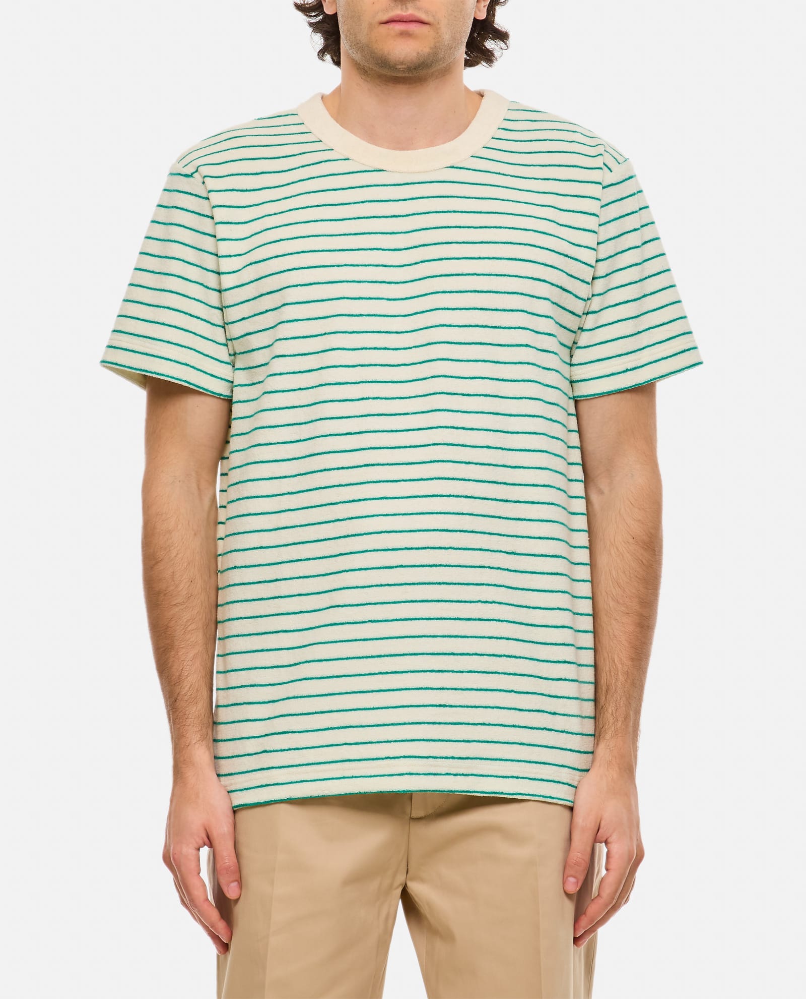 Shop Howlin' Stripes Cotton T-shirt In Green