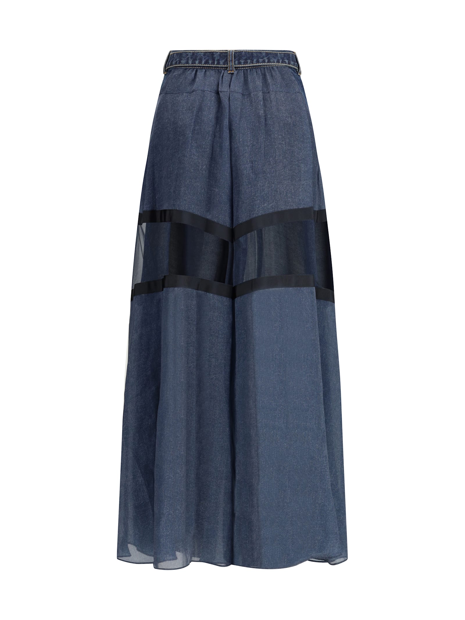 Sacai Denim Pants With Liner Back In Blue