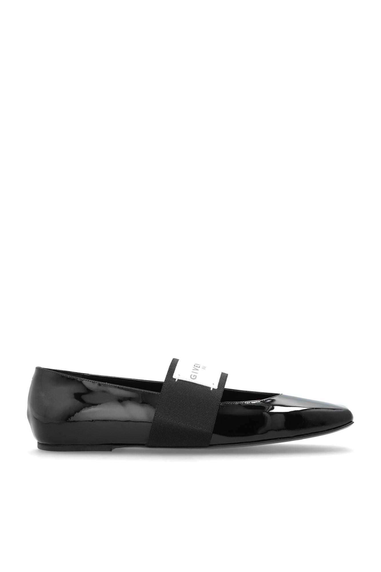 Givenchy Women Patent Leather Ballerinas With Maxi Logo Label In Black