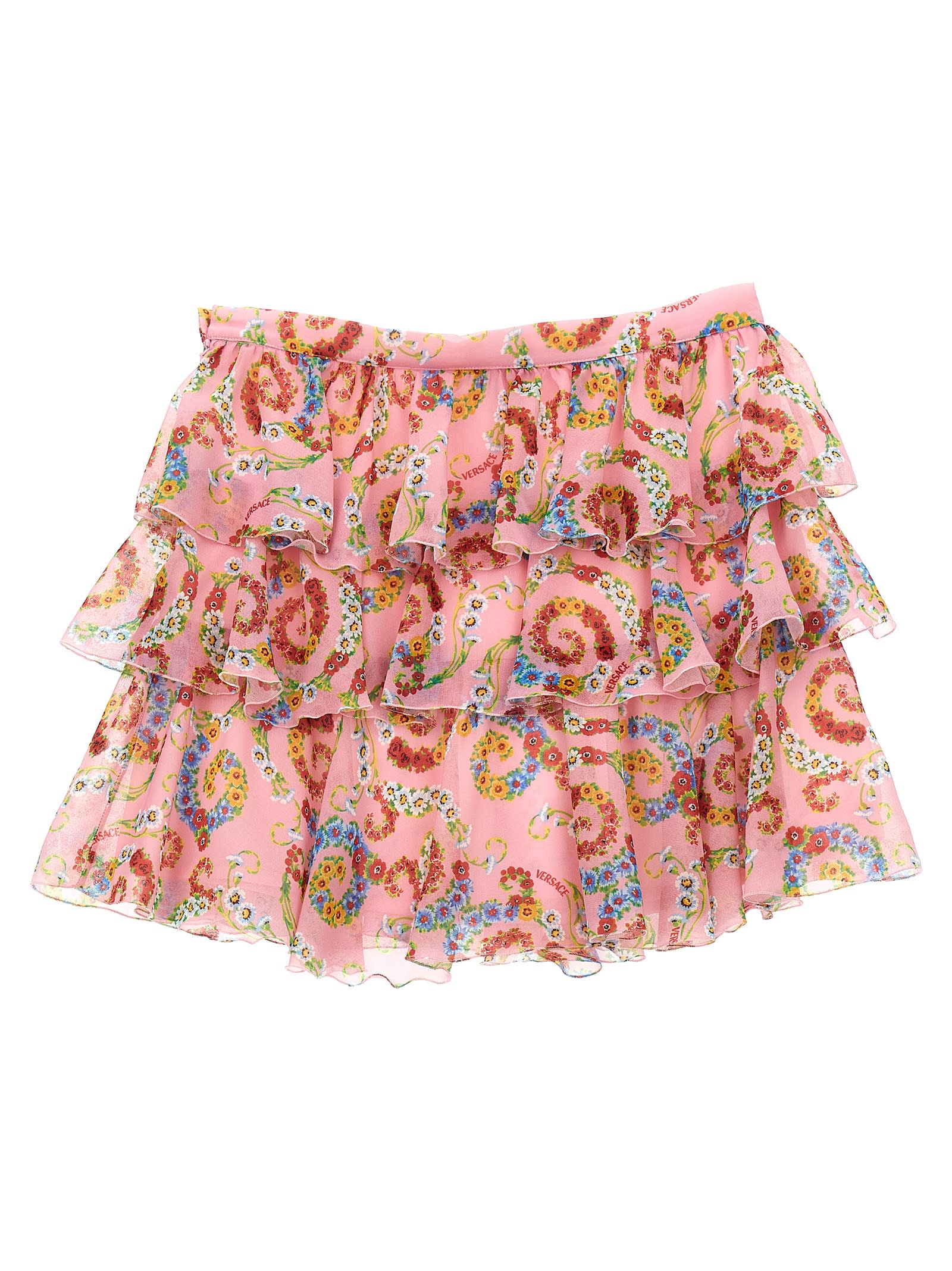 Versace Geo Poly Barocco Flower Skirt In Multicolor
