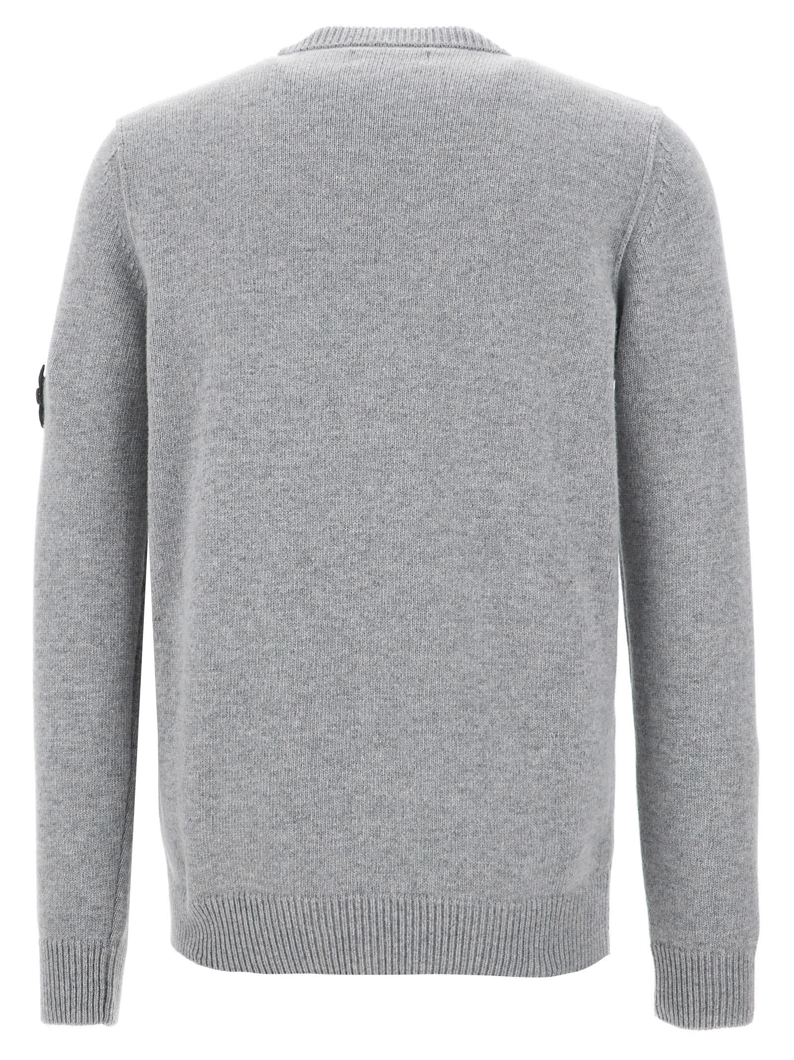 Stone Island Lightweight Wool Crew Neck Sweater With Raglan Sleeves Clothing In Gray