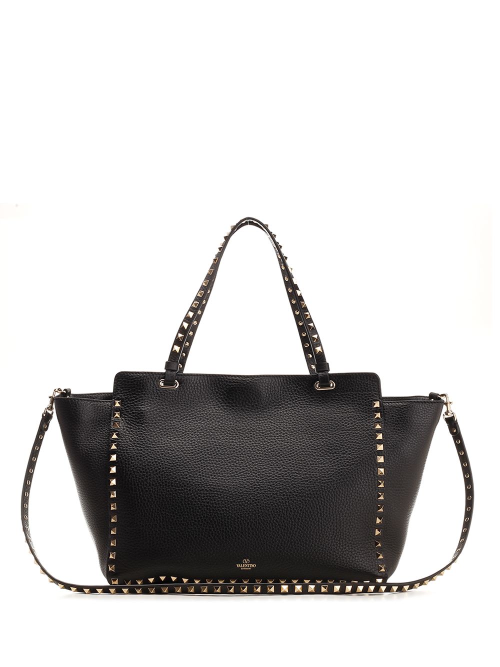 Shop Valentino Rockstud Medium Shopping Bag In Black