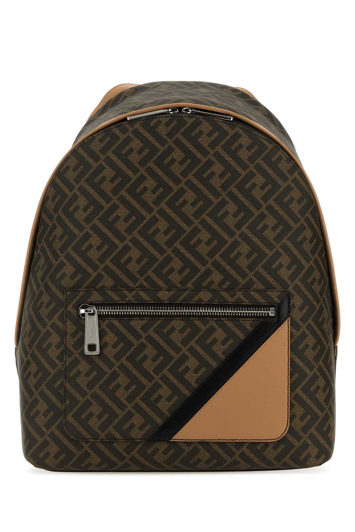 Shop Fendi Multicolor Canvas And Leather  Chiodo Diagonal Backpack In Tbmrnerosandp