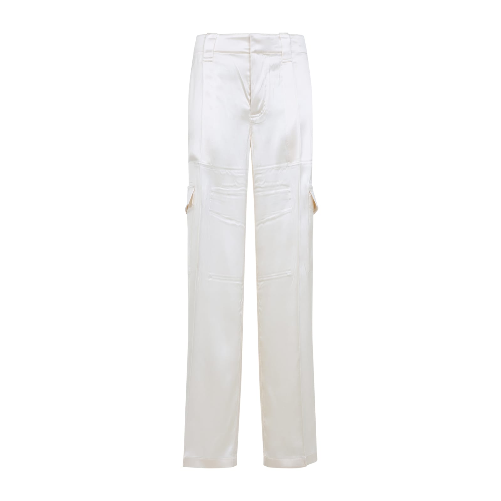 Phoebe Philo Liquid Cargo Pants In Silk Blend In White
