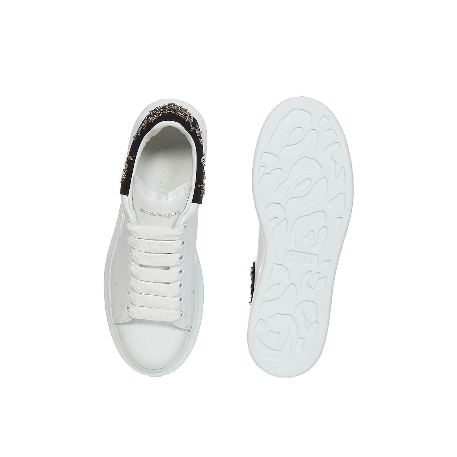 Alexander Mcqueen Sequin-embellished Lace-up Sneakers In White