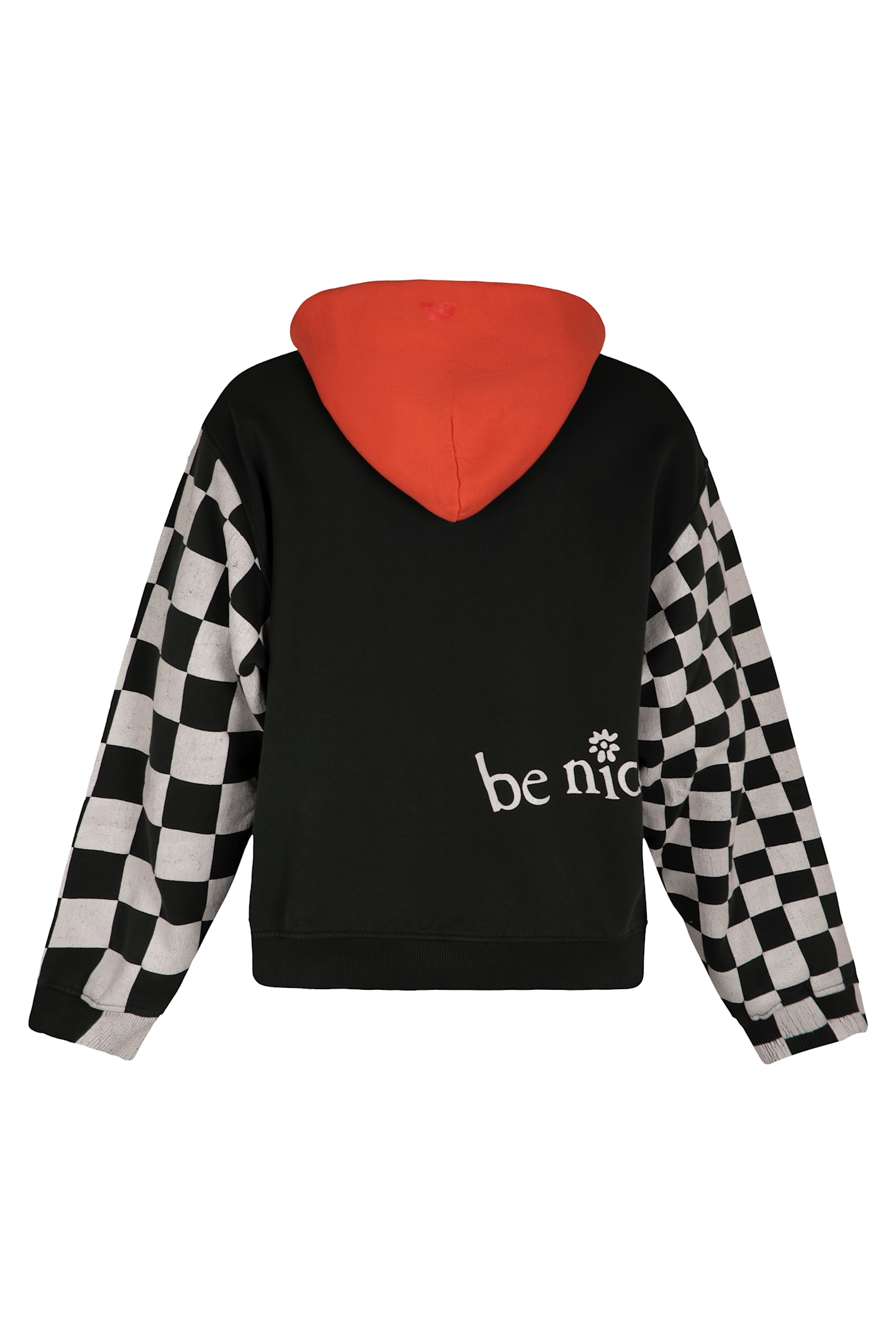 Erl Venice Checker Sleeve Hoodie In Black