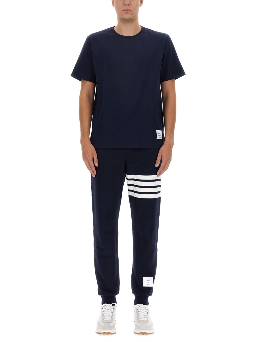 Shop Thom Browne 4bar Stripe Print Jogging Pants In Blue