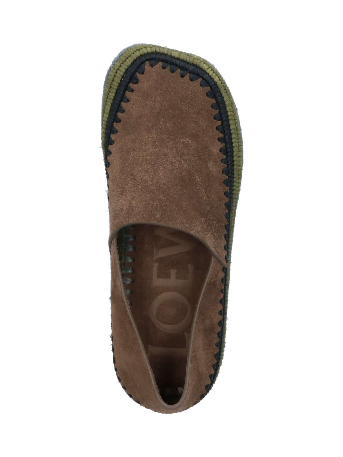 Loewe Brown Rio Slippers In Suede And Raffia In Multi