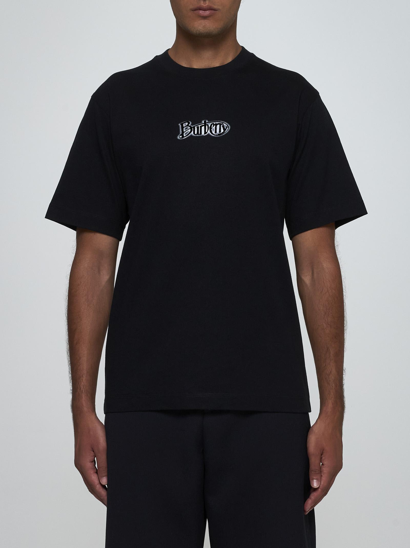 Shop Burberry Logo Cotton T-shirt In Black