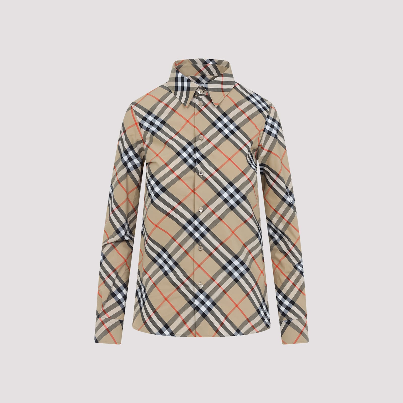 Burberry Check Pattern Wool Blend Shirt Women In Neutral