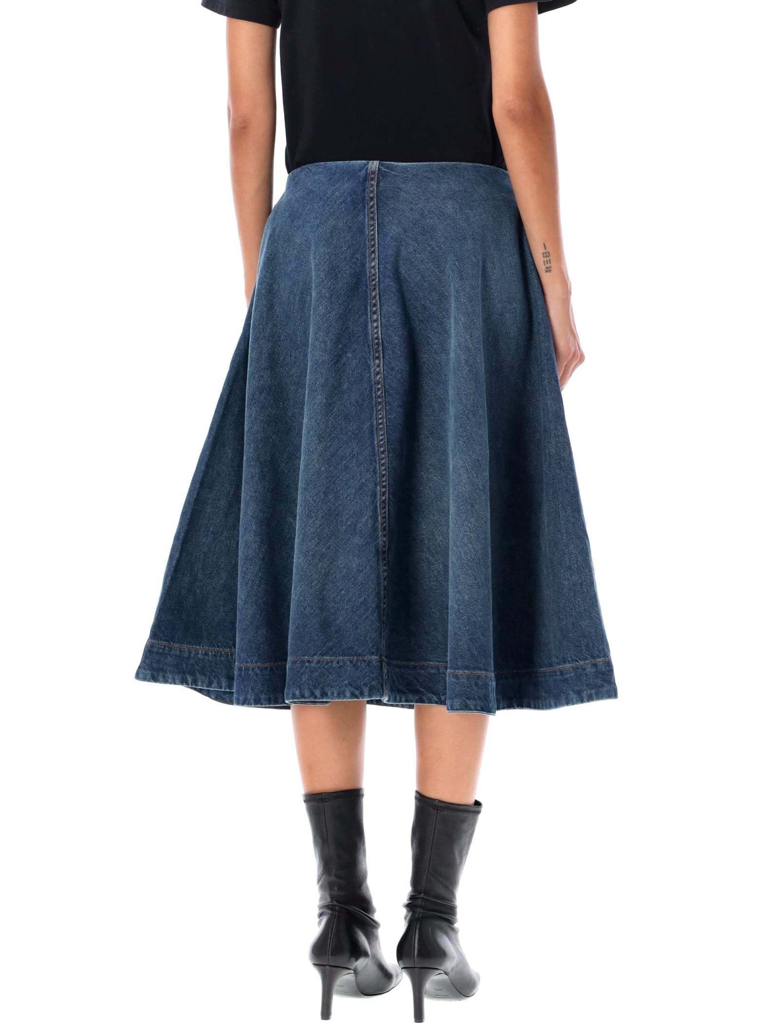 Shop Khaite Renta Skirt In Blue