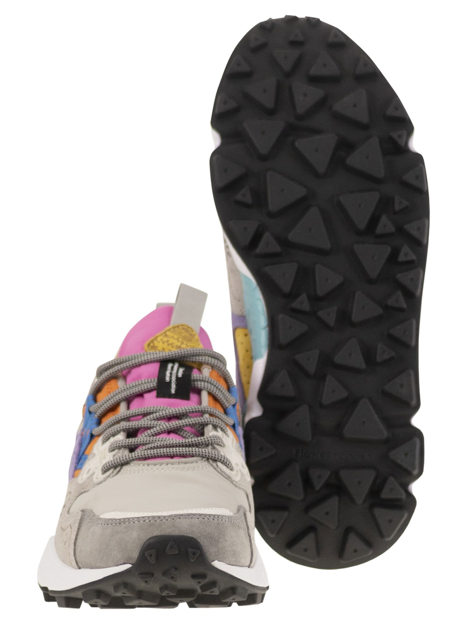 Flower Mountain Yamano 3 - Sneakers In Suede And Technical Fabric In Multi