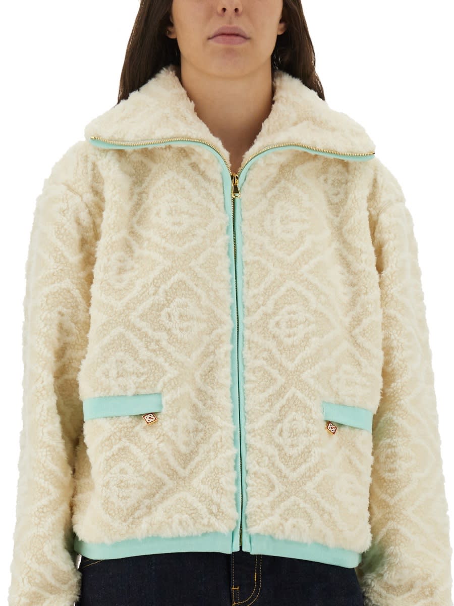 Casablanca Monogrammed Fleece Jacket In Neutral