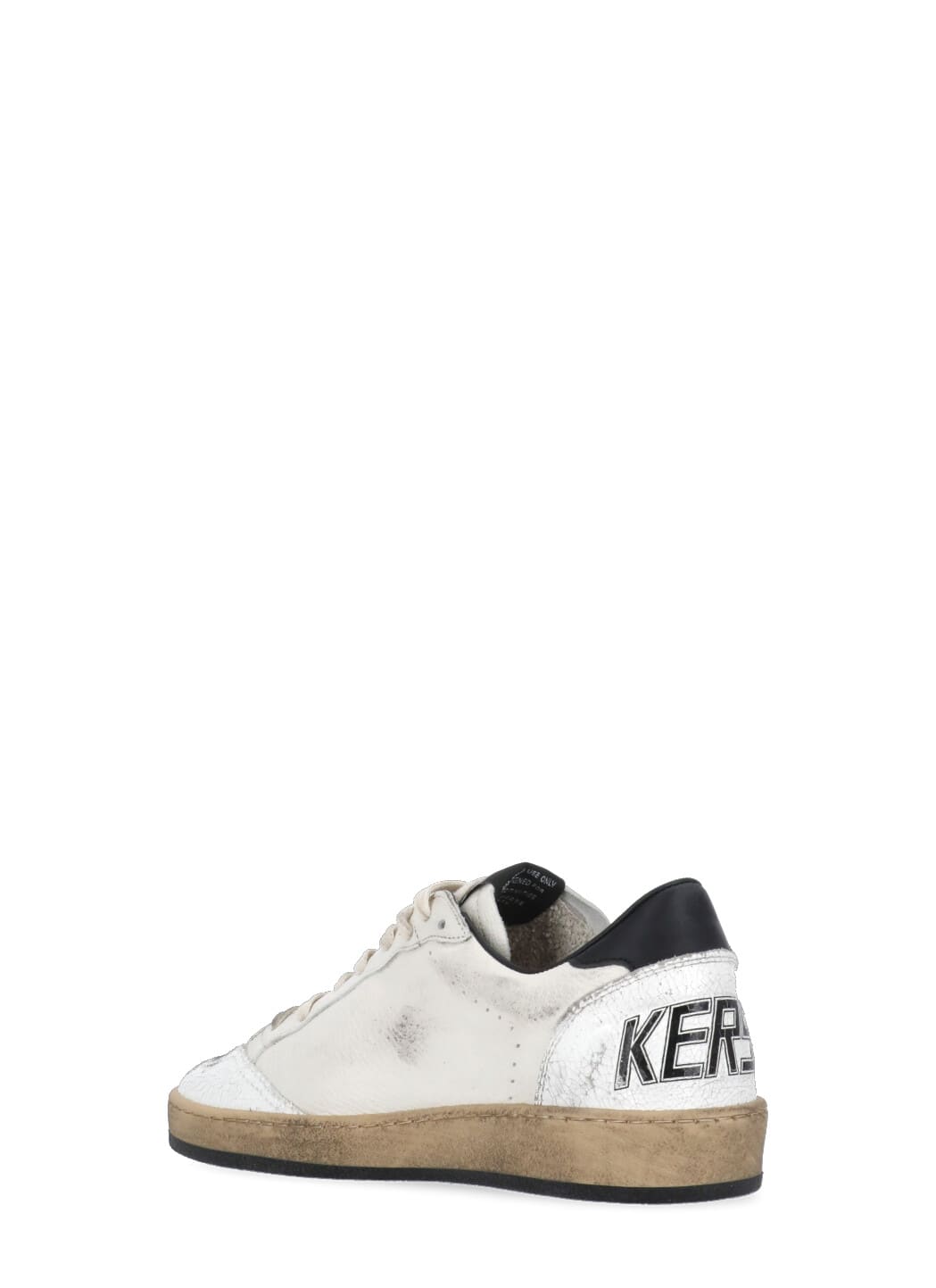 Golden Goose White And Black Leather Ball Star Low Sneakers In White