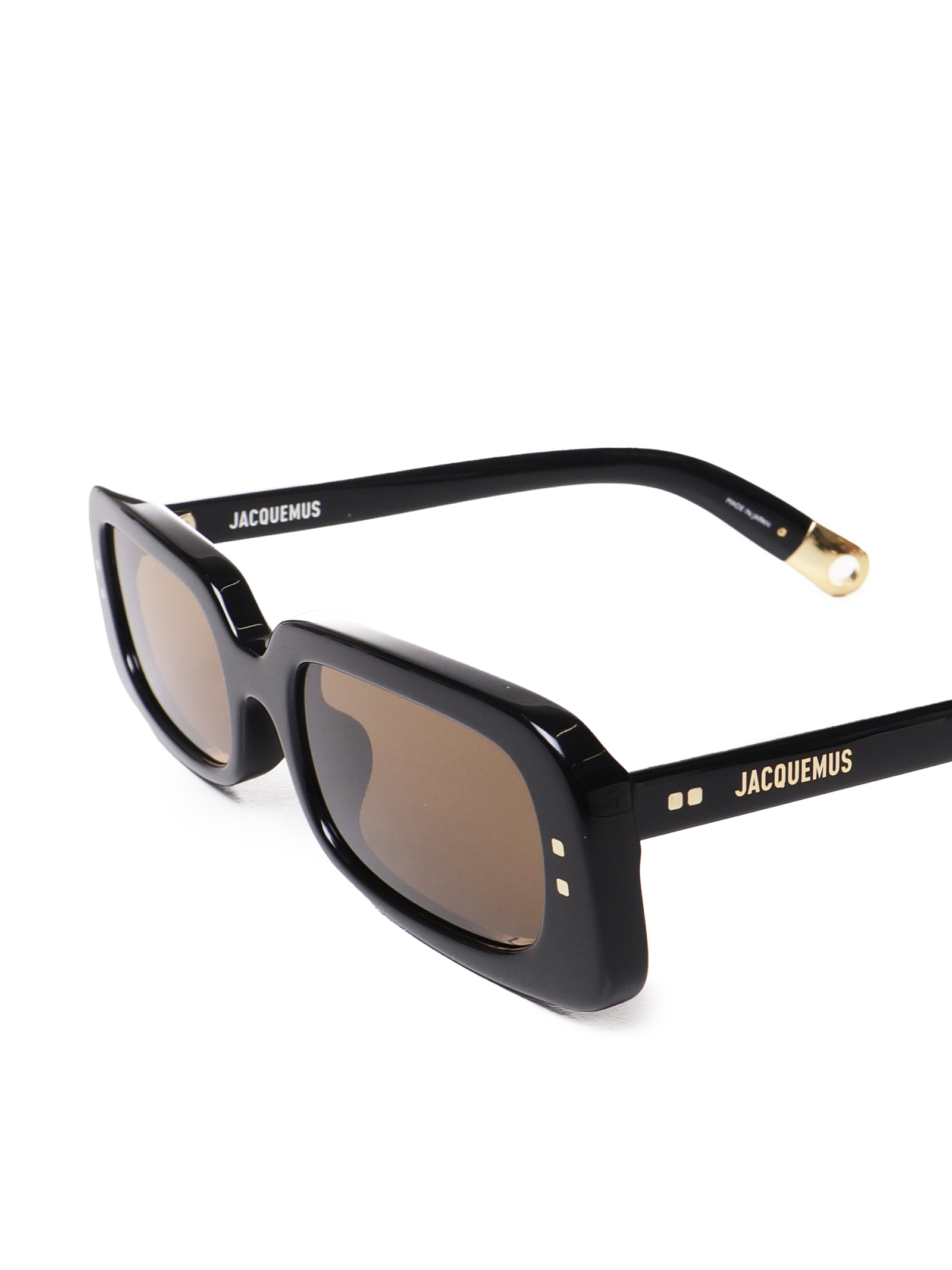 Shop Jacquemus Ovalo Sunglasses In Acetate In Azzuro Black Yellow Gold