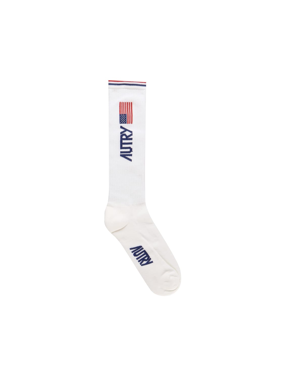 Shop Autry Socks With Logo In Wht/flag