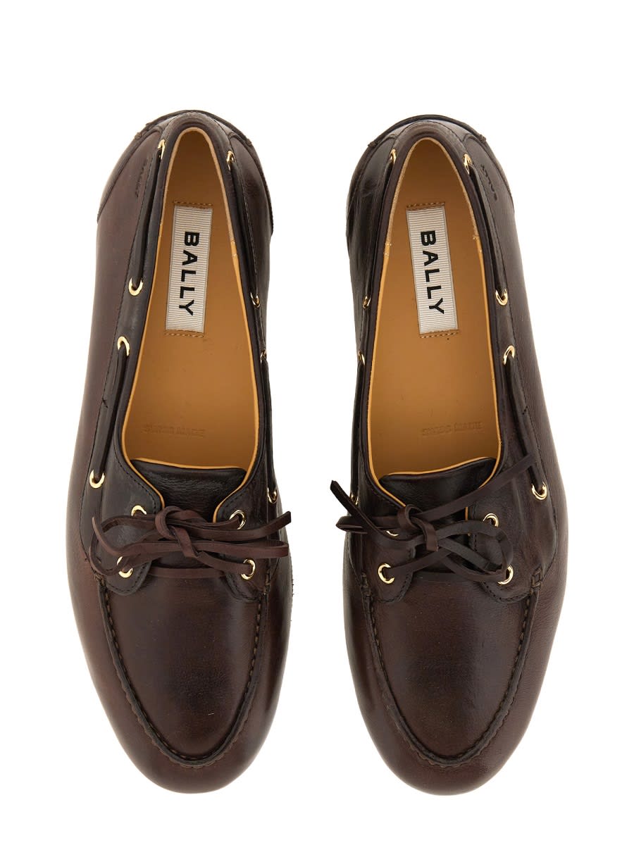 Bally Apron Toe Stacked Heel Loafers With Eyelet Detailing In Brown