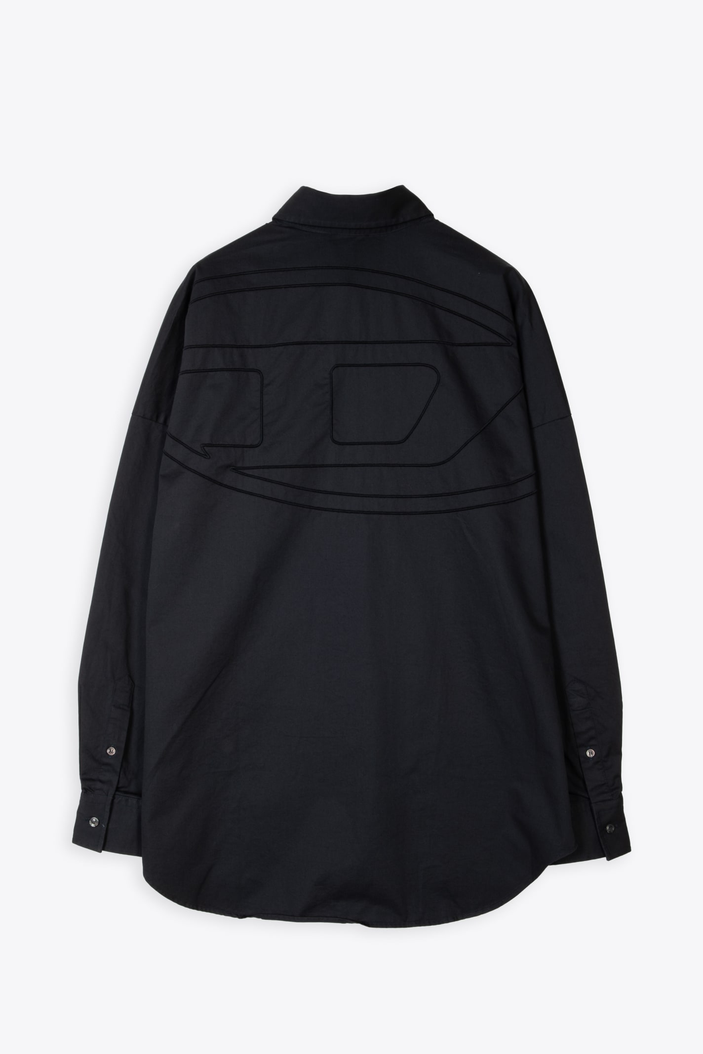 Shop Diesel S-limo-logo Camicia Black Cotton Oversized Shirt With Oval-d Logo - S Limo Logo In Nero