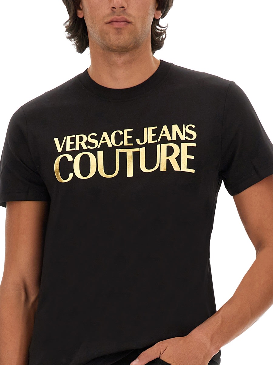 Shop Versace Jeans Couture T-shirt With Logo In Black