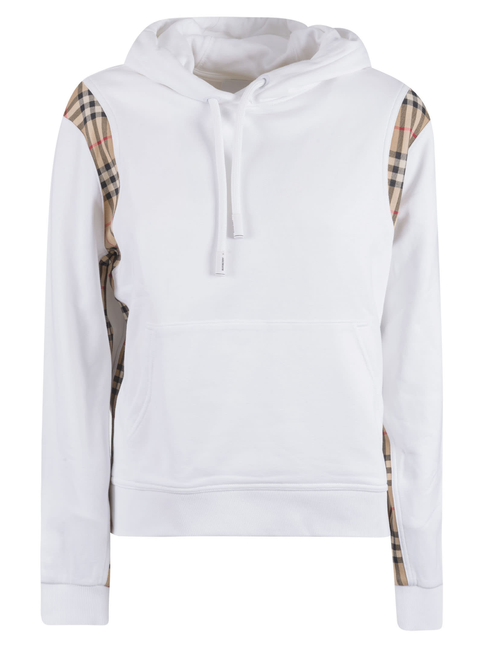 Burberry Checker Vintage Check Panel Cotton Oversized Hoodie In White ...