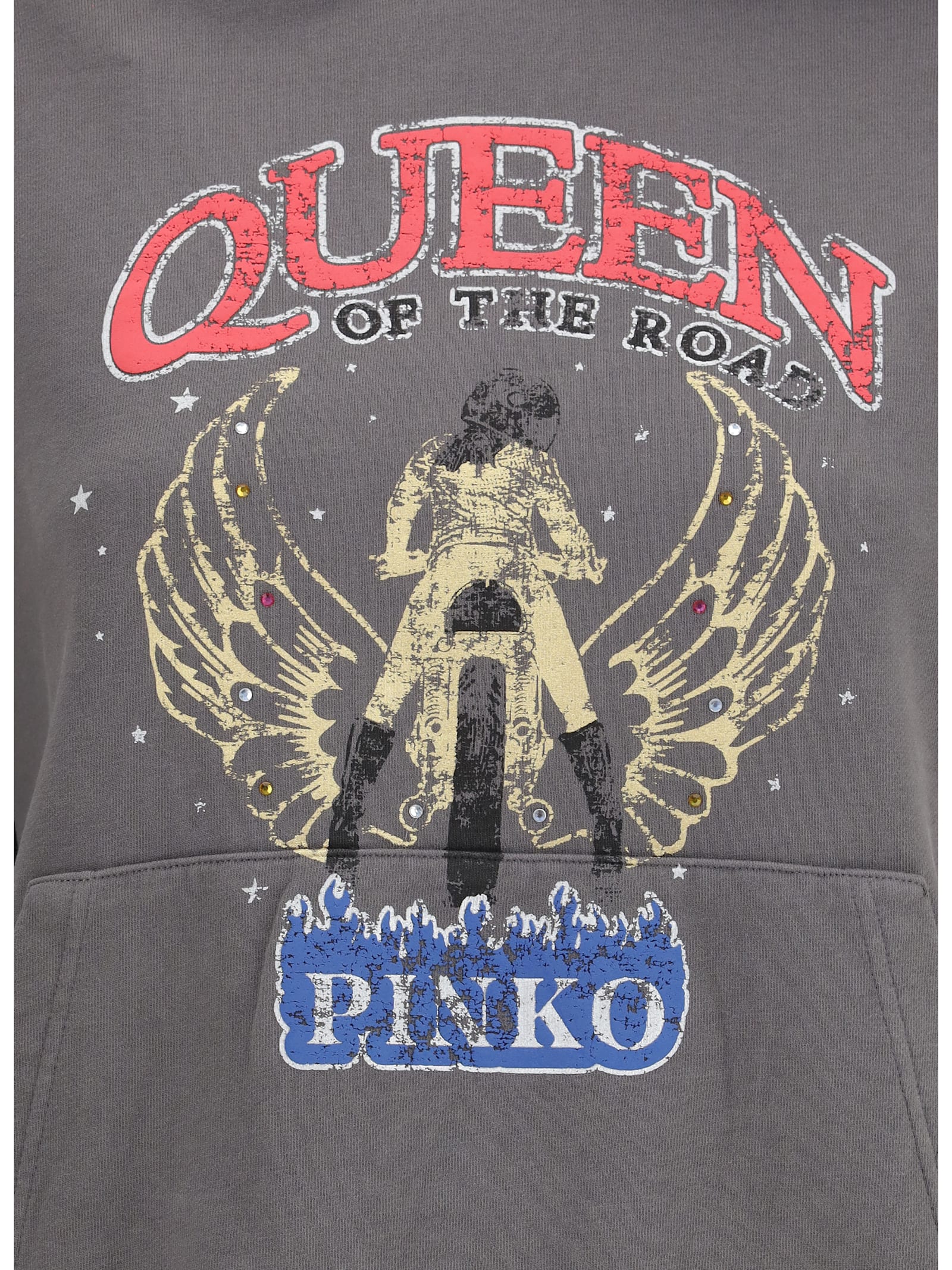 Pinko Motorbike Rider-print Oversized Hoodie