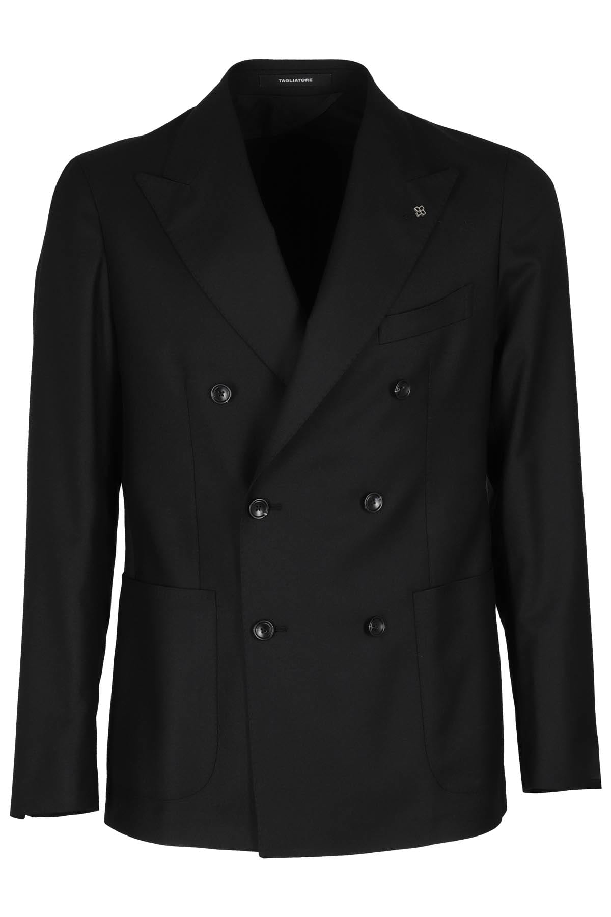 Tagliatore Blazer Doppiopetto In Lino Fiammato In Nero