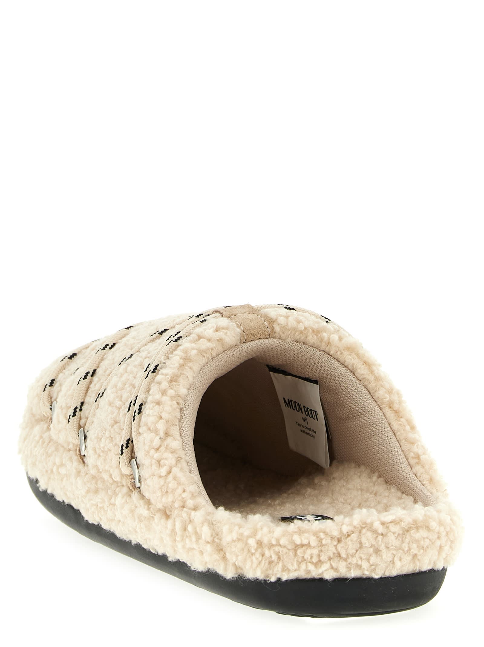 Moon Boot Teddy Slipper Mules In Nude