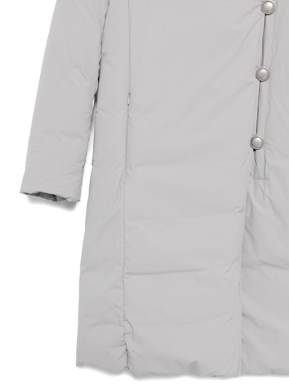 Emporio Armani Nylon Midi Down Jacket In Silver