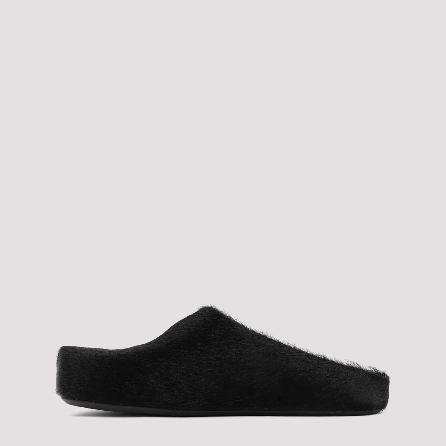 Marni Fussbett Calf-hair Leather Slippers In Black