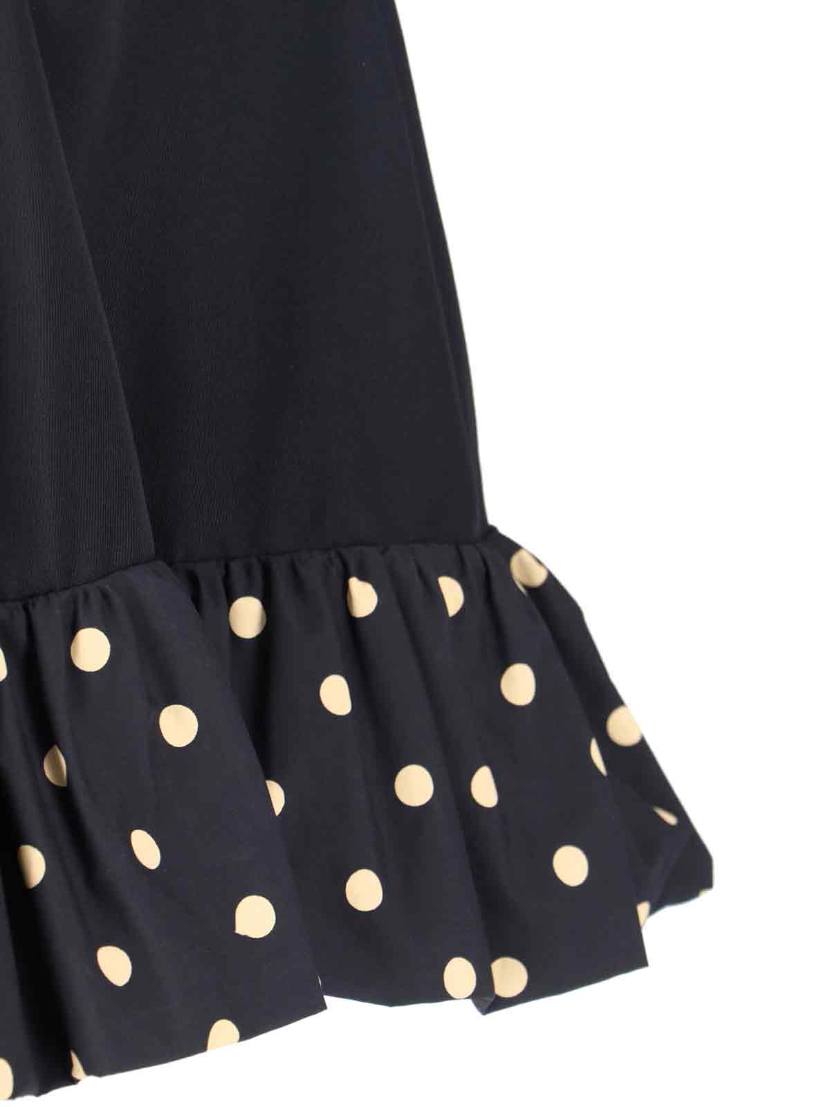 Moschino High Waist Polka Dot Skirt With Ruffled Hem In Black