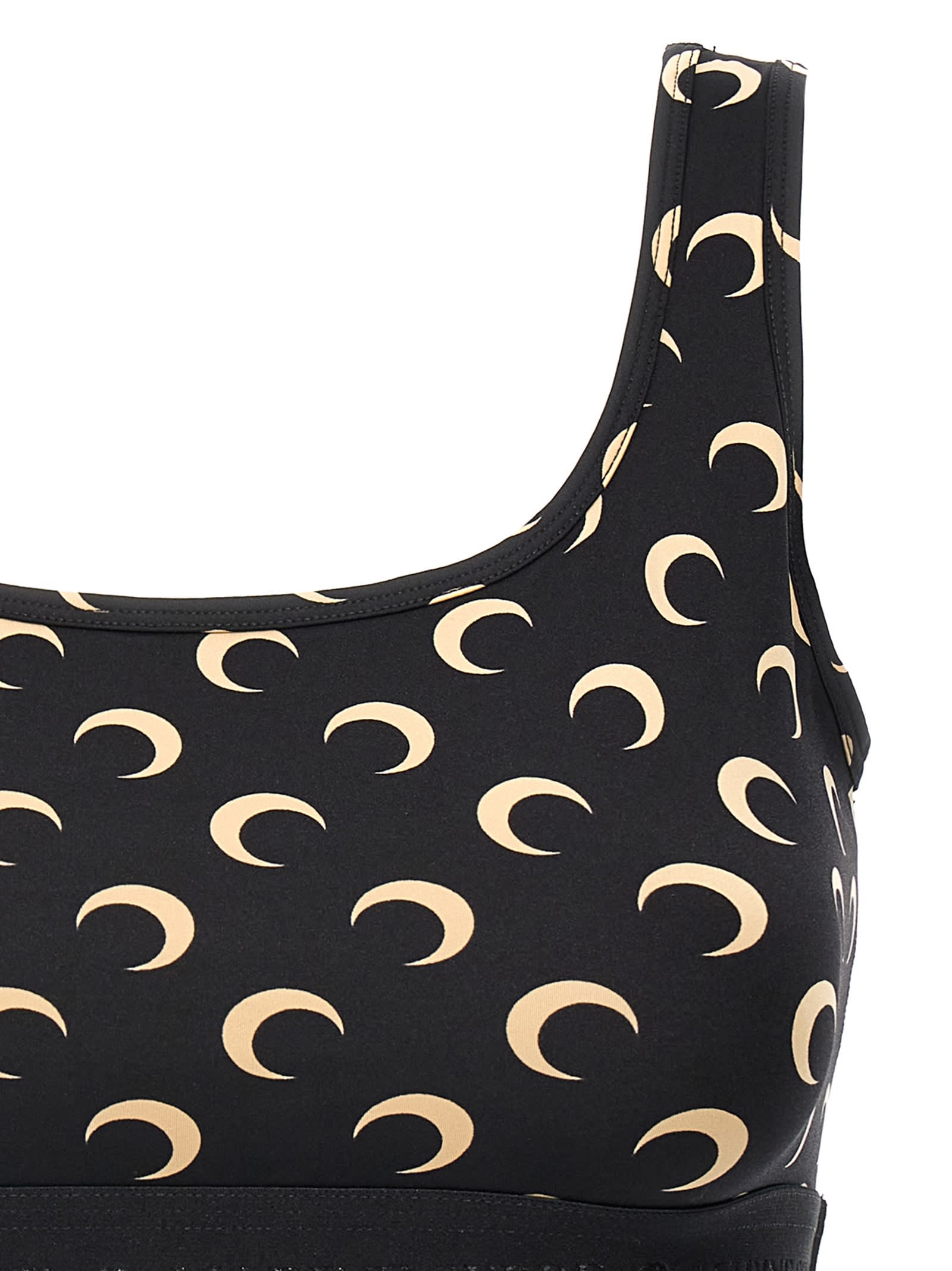 Marine Serre Fitted Underwear Top With Crescent Moon Pattern In Black