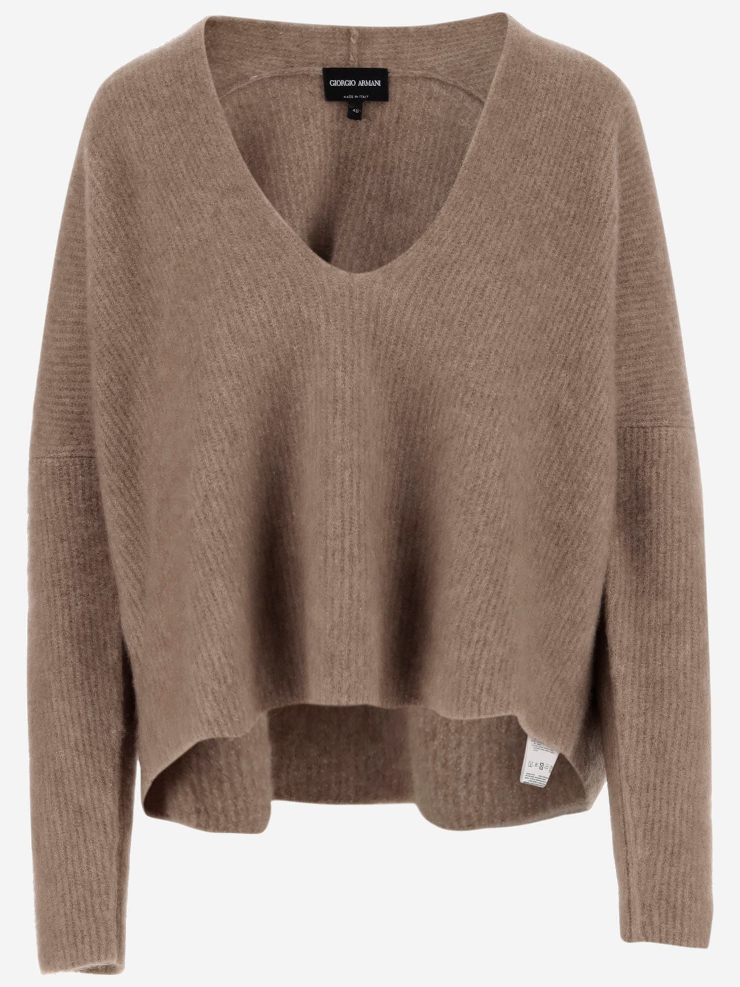 Shop Giorgio Armani Cashmere And Silk Stretch Sweater In Beige