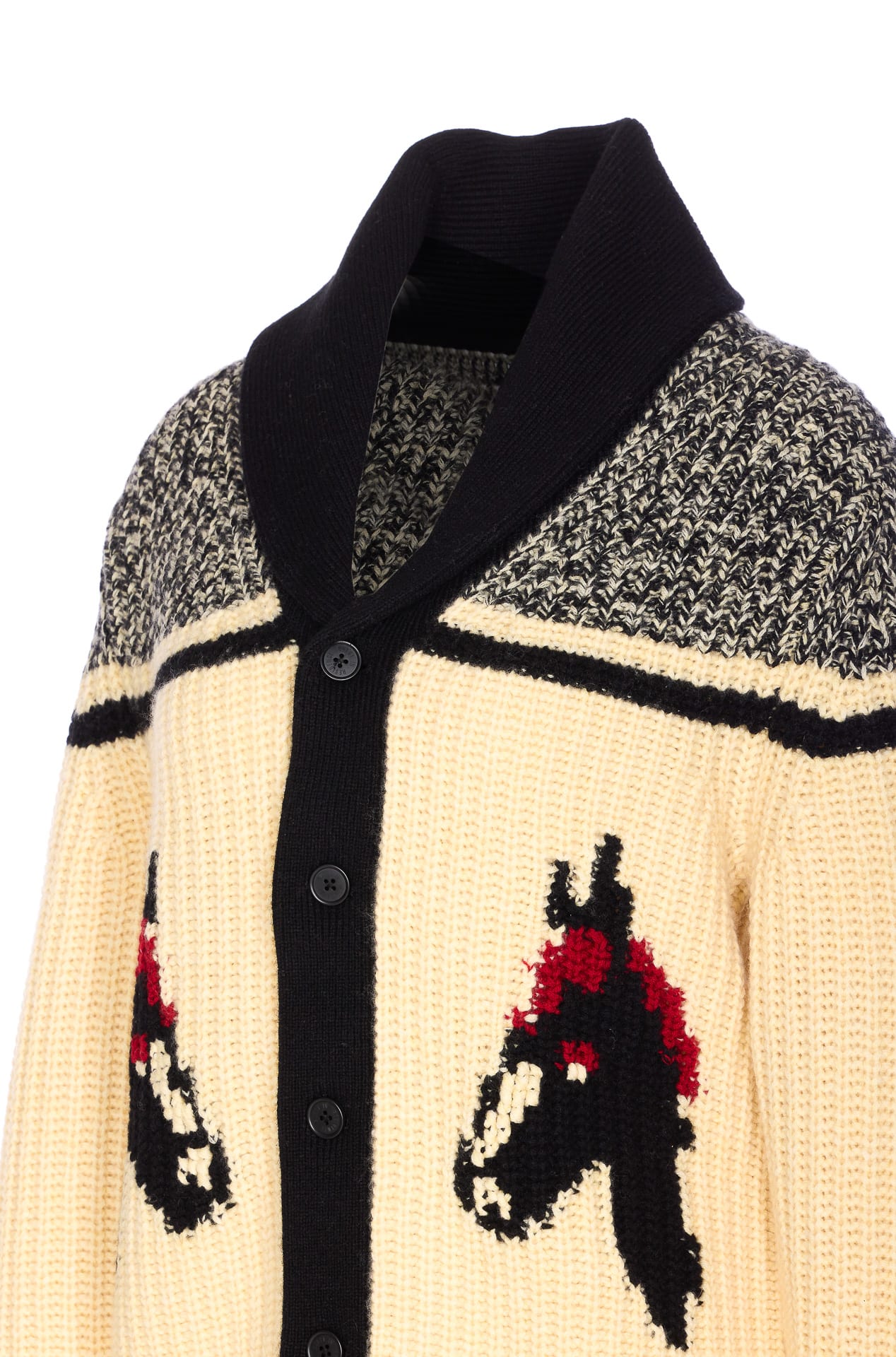 Guest In Residence Horse-intarsia Buttoned Cardigan In White