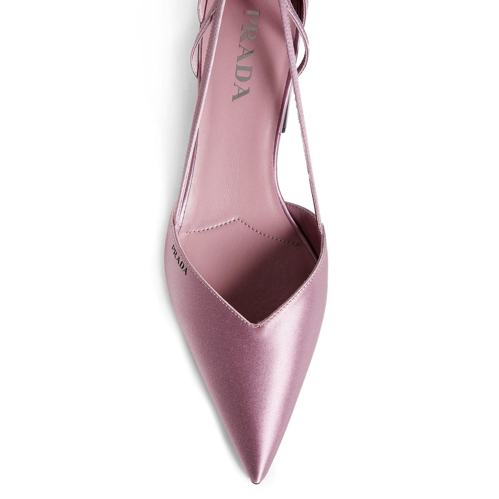 Prada Cutout Satin Pointy-toe Pump In Pink