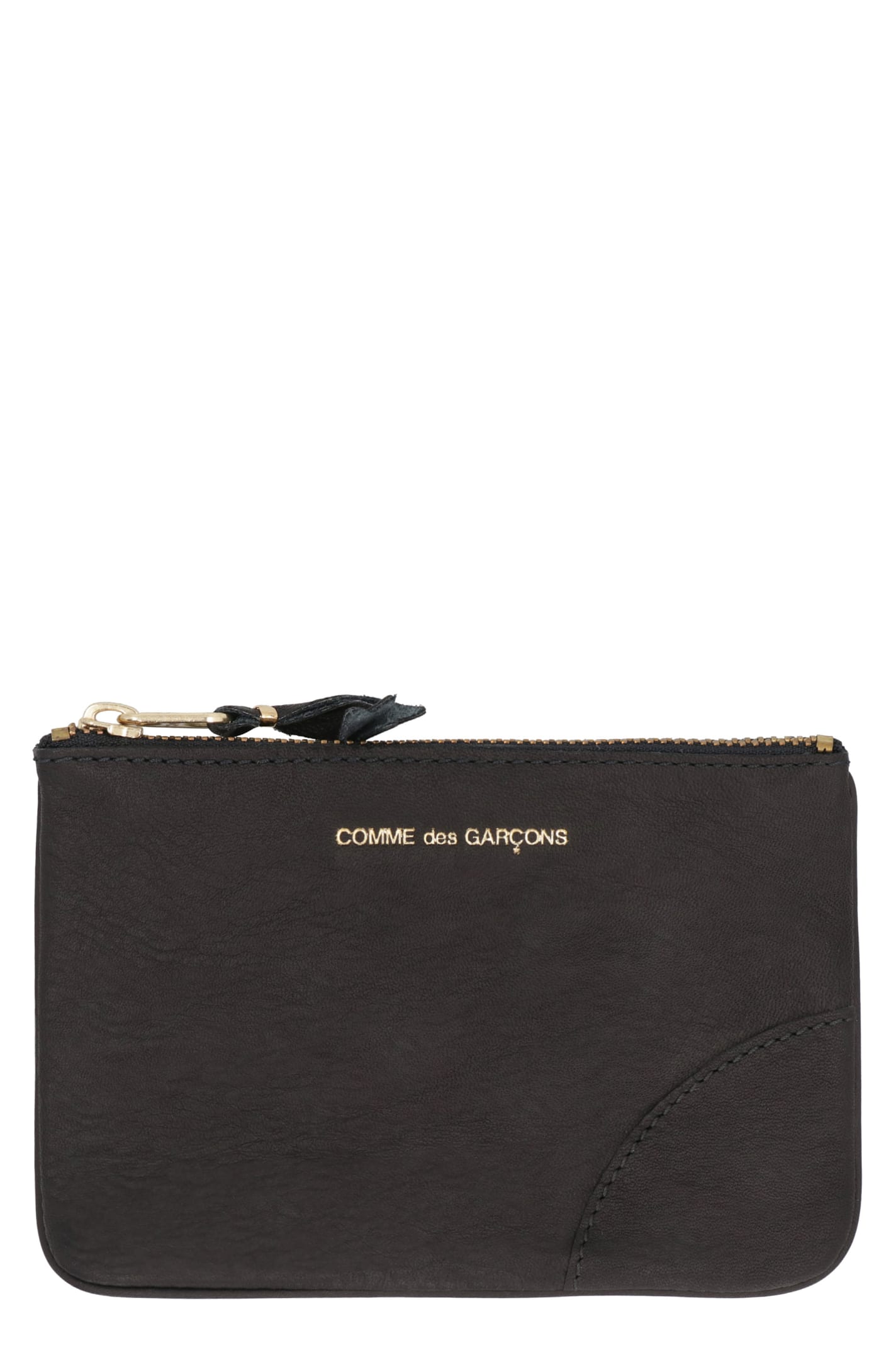 Shop Comme Des Garçons Small Leather Flat Pouch In Black