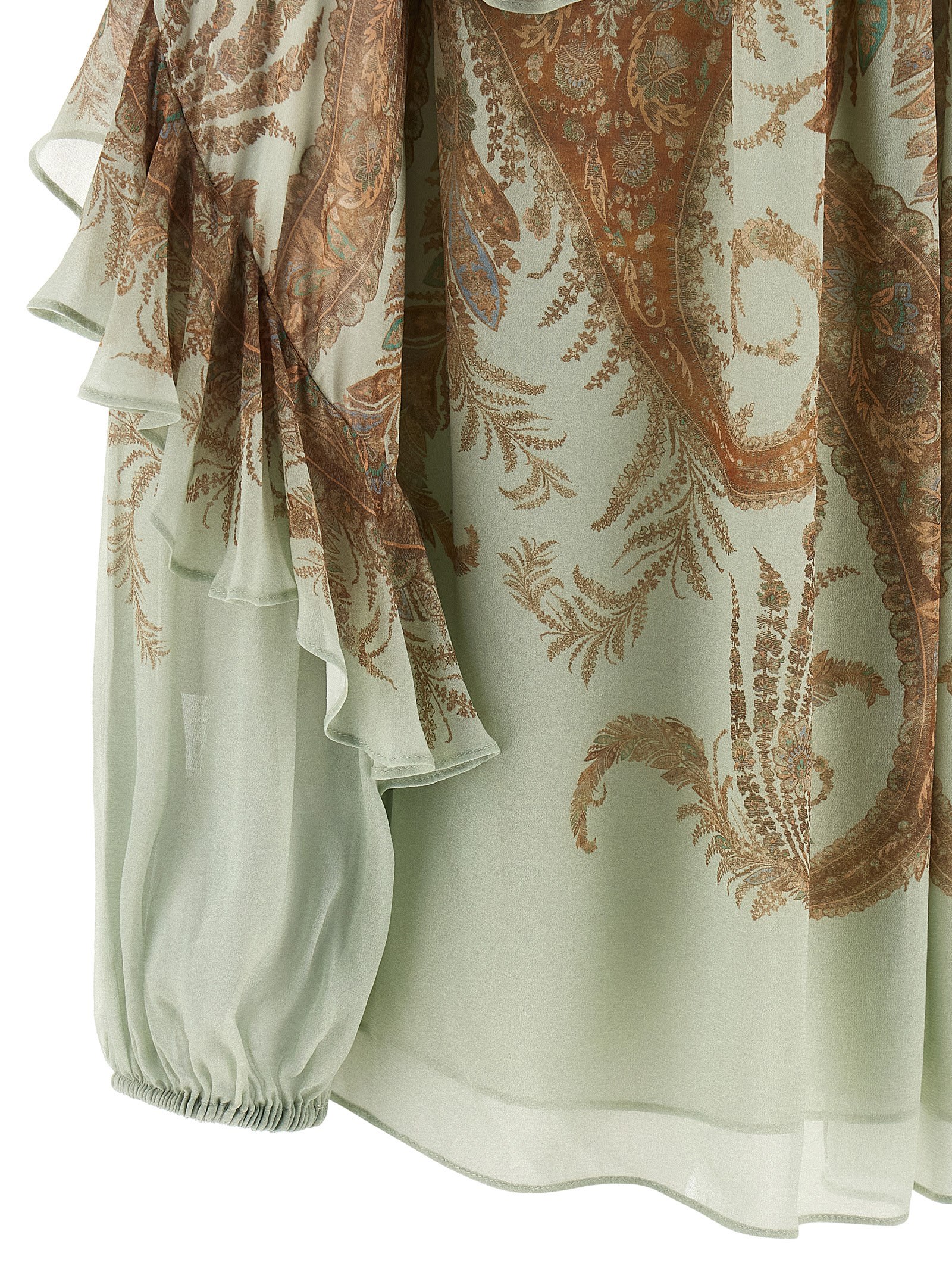 Zimmermann Memento Flutter Paisley Pussy Bow Top In Brown