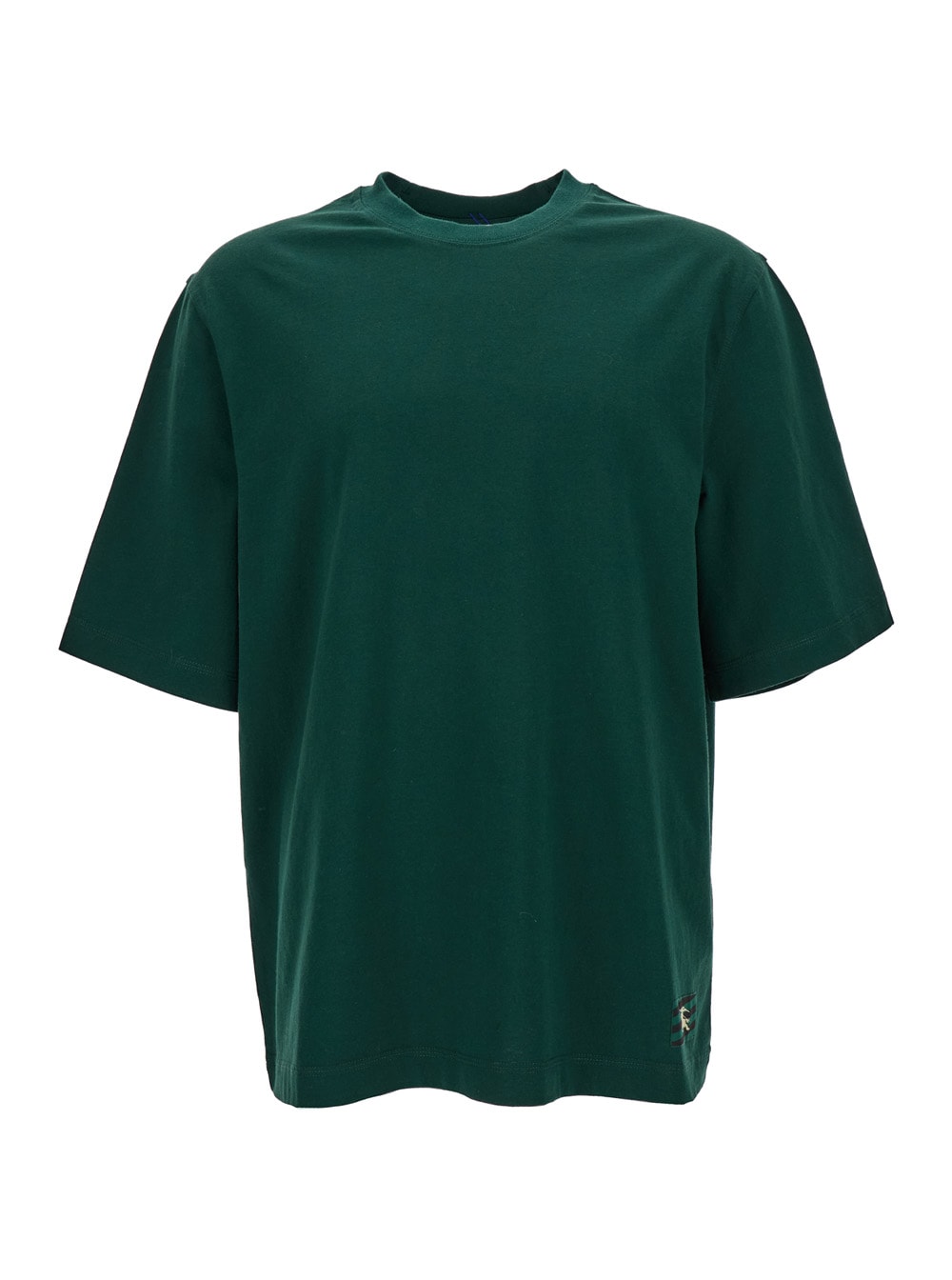 Shop Burberry Dark Green Crew Neck T-shirt In Cotton Man