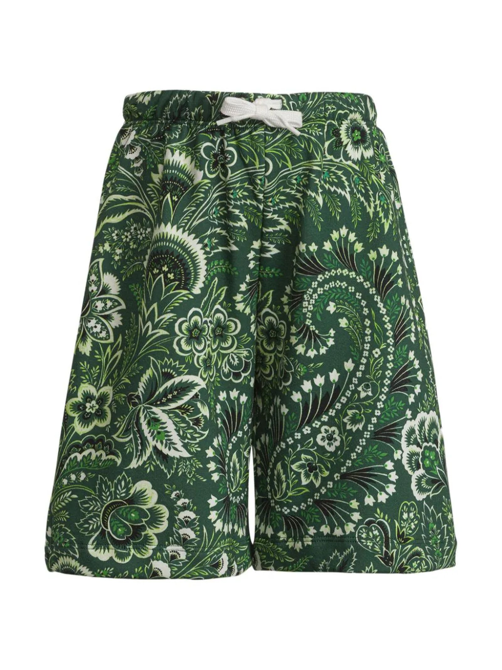Shop Etro Shorts Green In Green/ivory