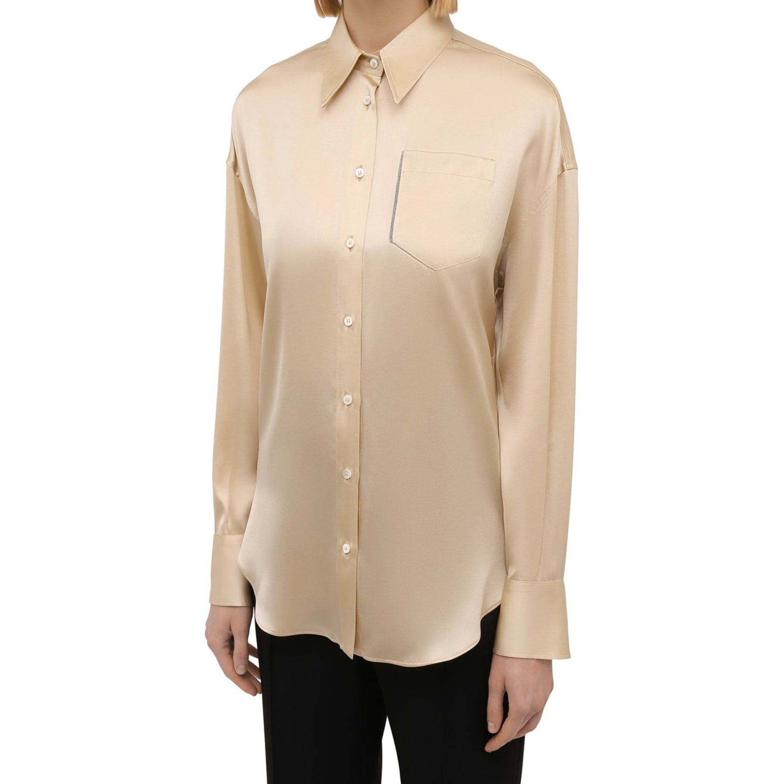 Shop Brunello Cucinelli Silk Shirt In Gold