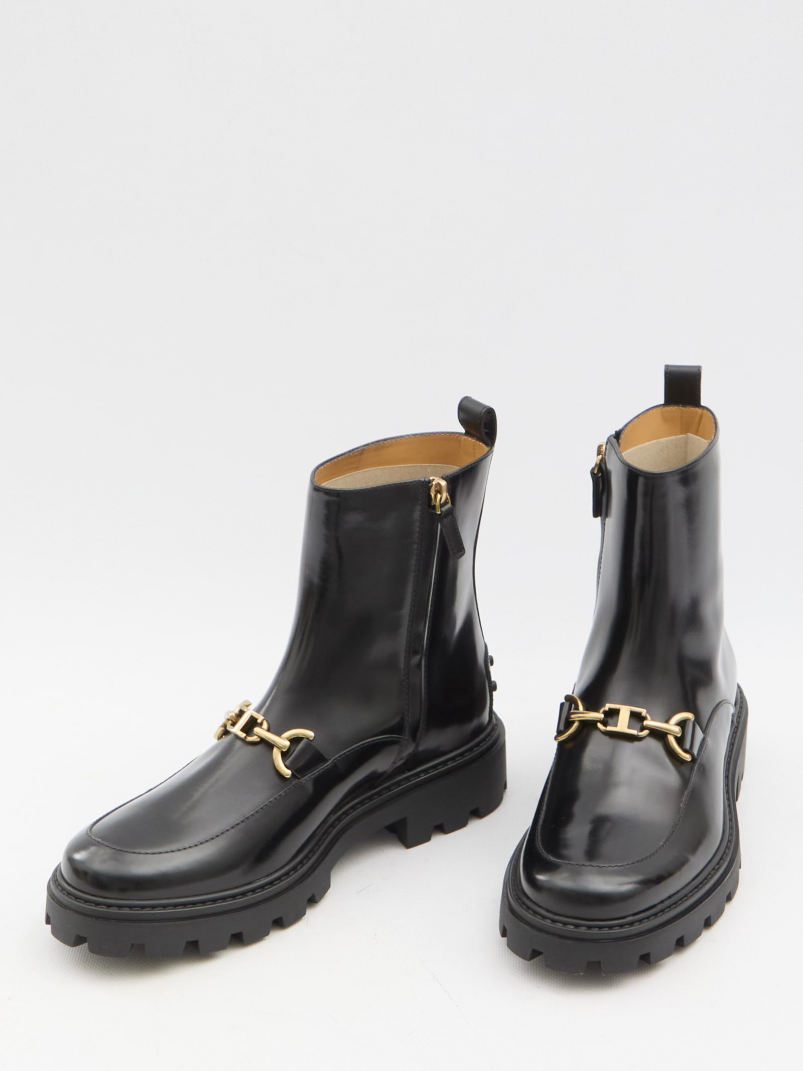 Shop Tod's Leather Ankle Boots In Black