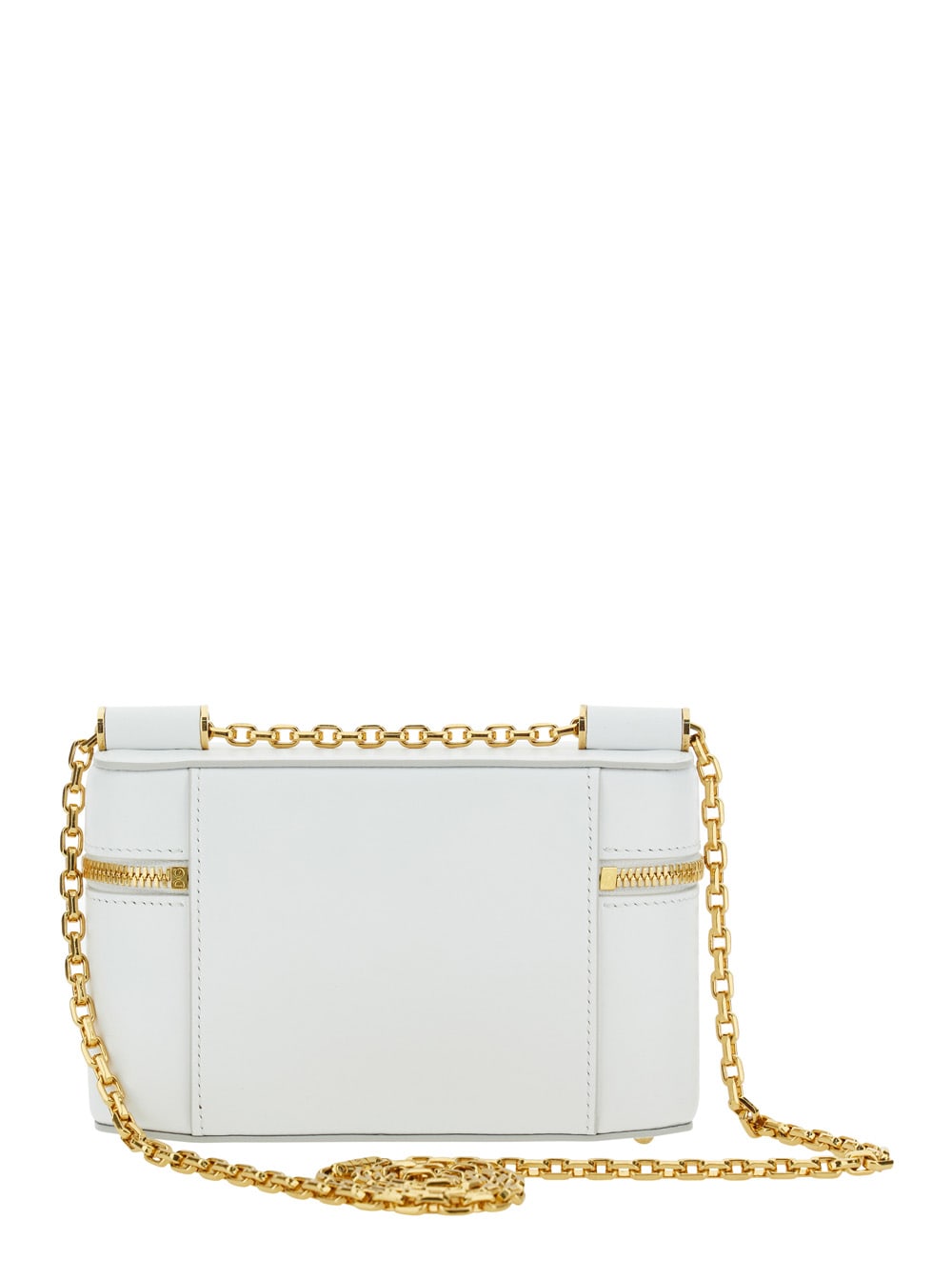 Dolce & Gabbana Sicily Cube White Shoulder Bag With Logo Plaque On The Front And Double Zip In Leather Woman In White