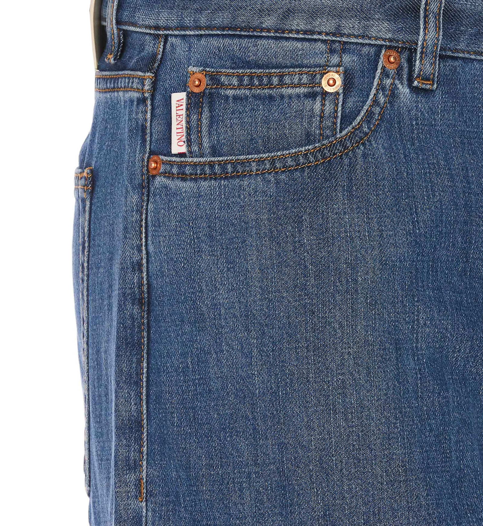 Shop Valentino Denim Pants In Blue