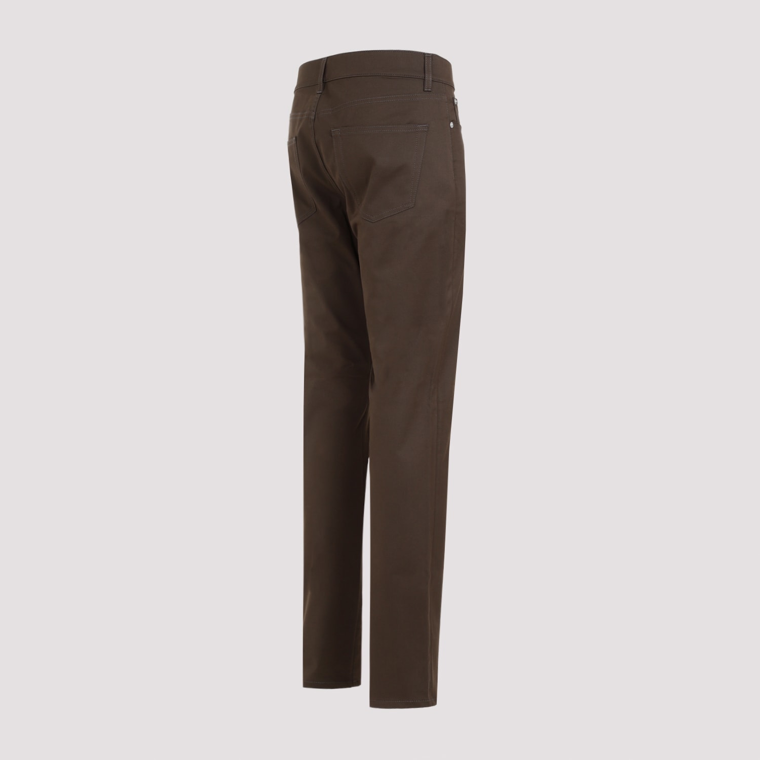 Shop Dunhill 5 Pocket Cotton Pants In Moss Green