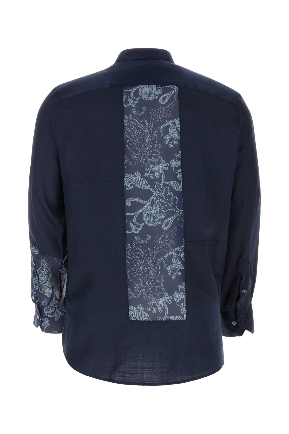 Etro Navy Blue Silk Shirt In 200