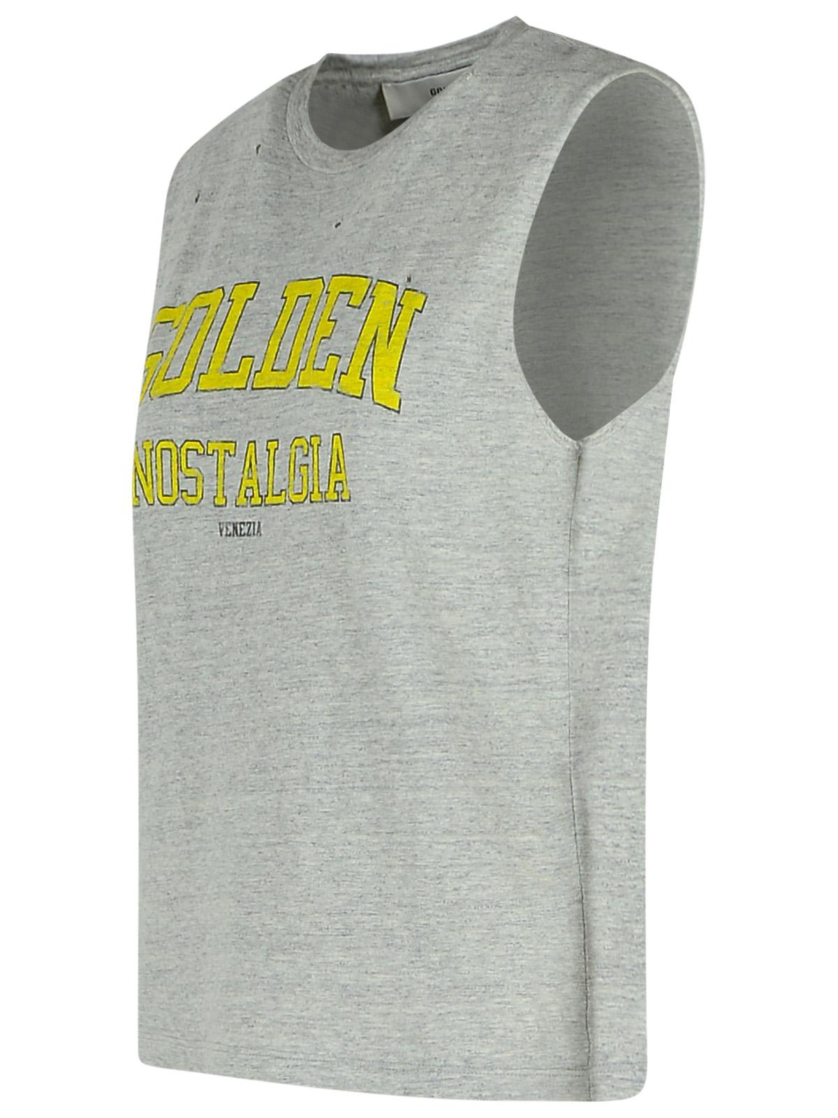 Golden Goose Grey Crewneck Top With Logo Lettering Print On The Front In Black