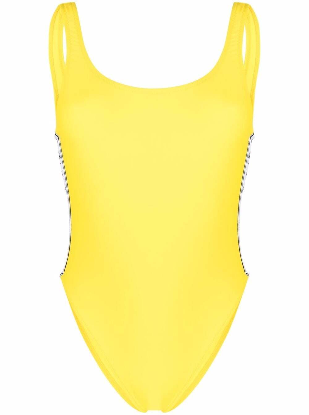 Chiara Ferragni Kids One-piece Yellow Stretch Fabric Swimsuit With Iconic Logo Print